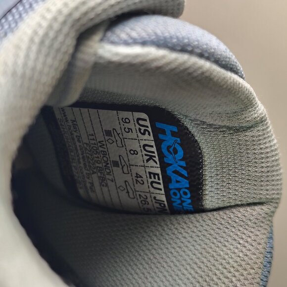 Hoka One‎ Bondi 7 Womens Size 9.5 Blue Lightweight Breathable Running Shoes - Picture 9 of 11